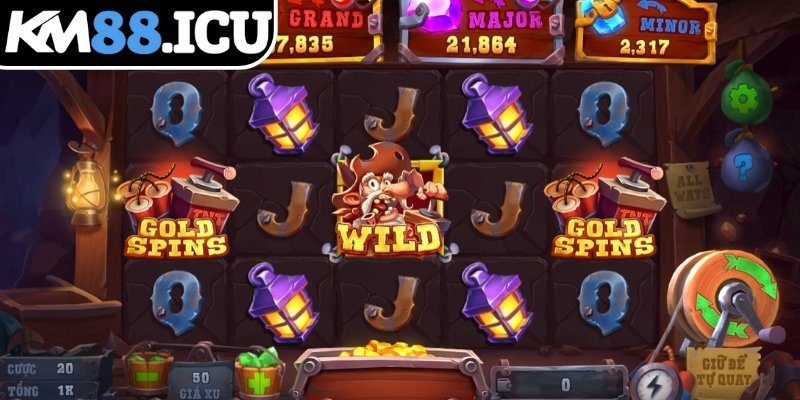 Mỏ Vàng Của Gã Điên KM88 - Slot Game Khai Phá Kho Báu 2 Biểu tượng Kho Vàng Jackpot